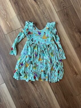 Little Sleepies Mint Green Princess Print Long Sleeve Twirl Dress